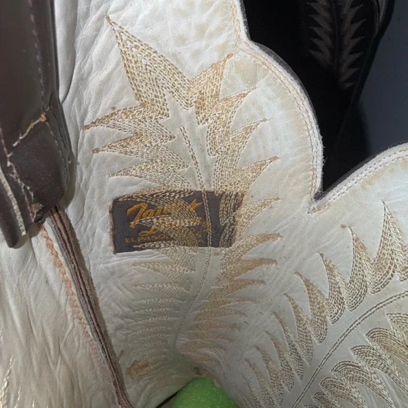 Tony Lama Cream and Brown Western Boots - Picture 3 of 3